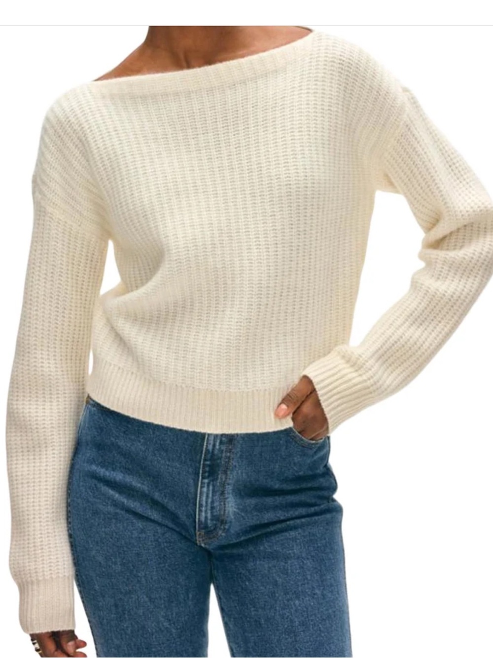 White & Warren Boatneck Sweater White